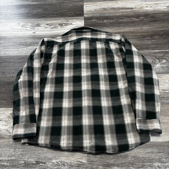 Carhartt Flannel Tartan Plaid Gray White Green Mens L Relaxed Button Twill Shirt - Picture 3 of 8